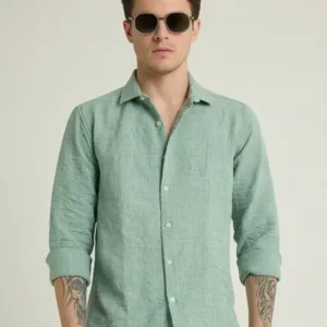 linen blend causal men's shirt
